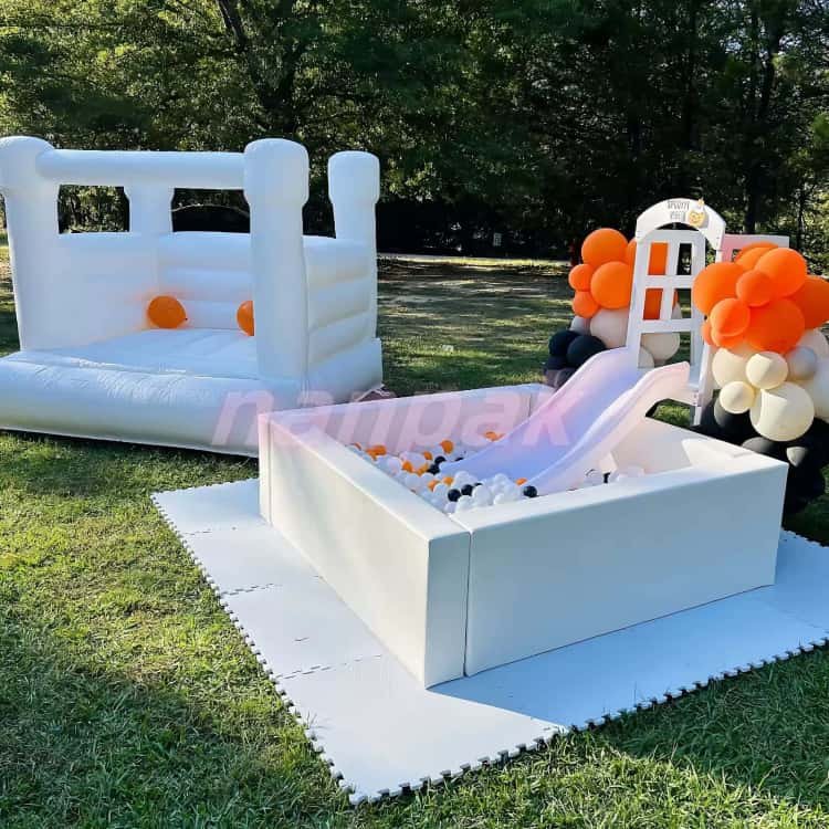 all white soft play square ball pits