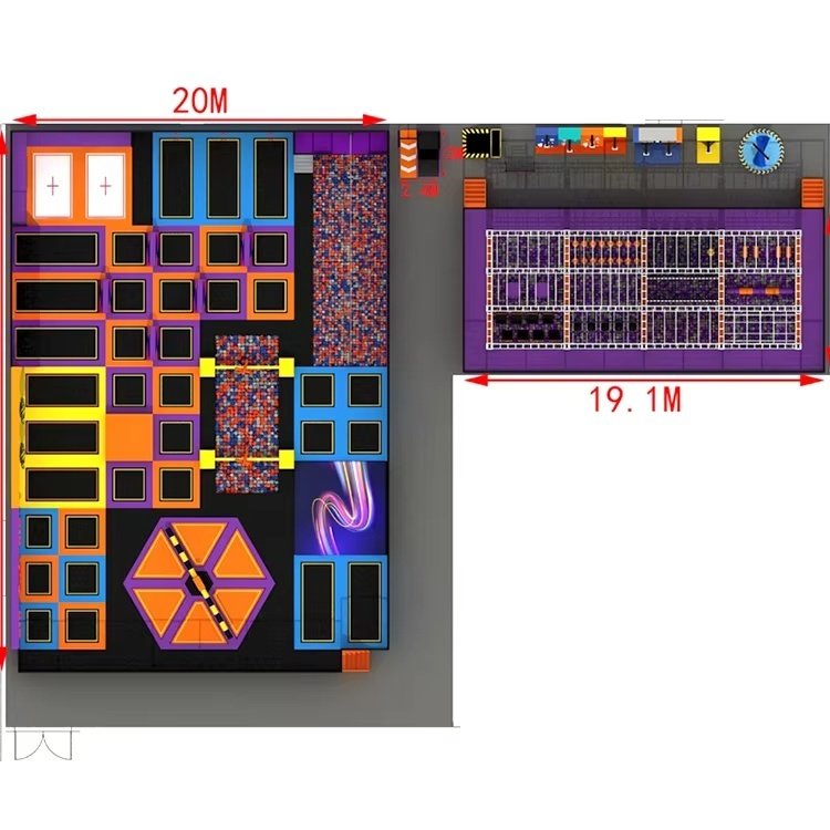 Large Kids Rectangular Indoor Playground Trampoline