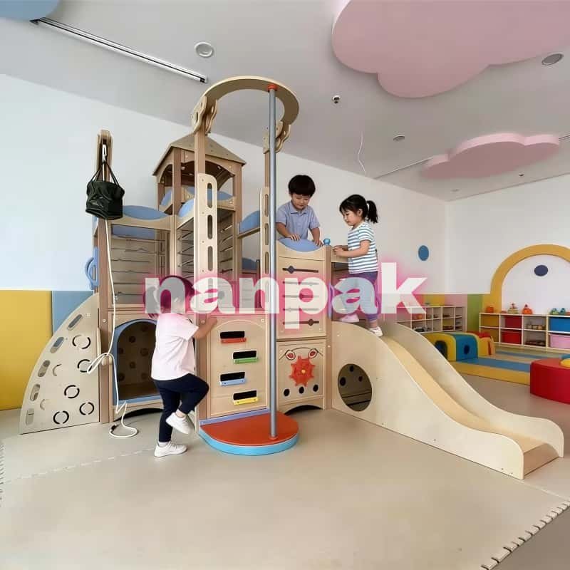 Casita de Madera Tobogán Escalador