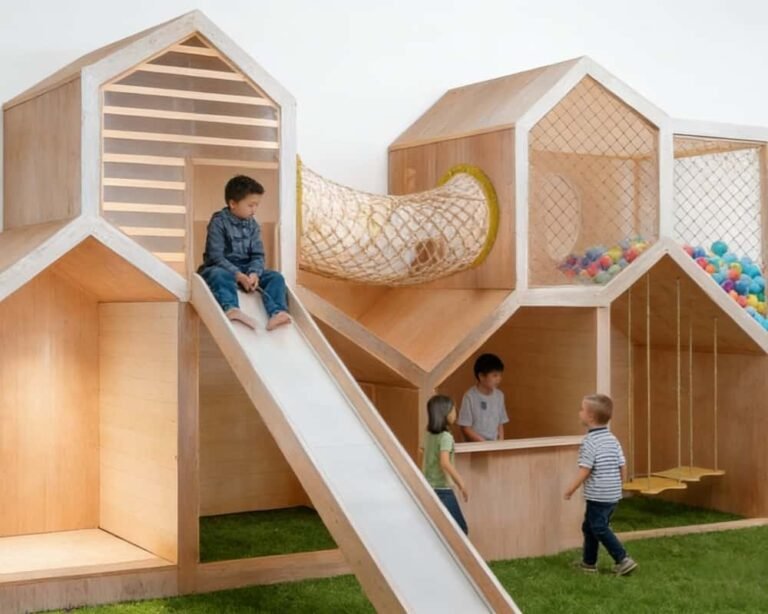 Scandinavian Style Wooden Net Playhouse